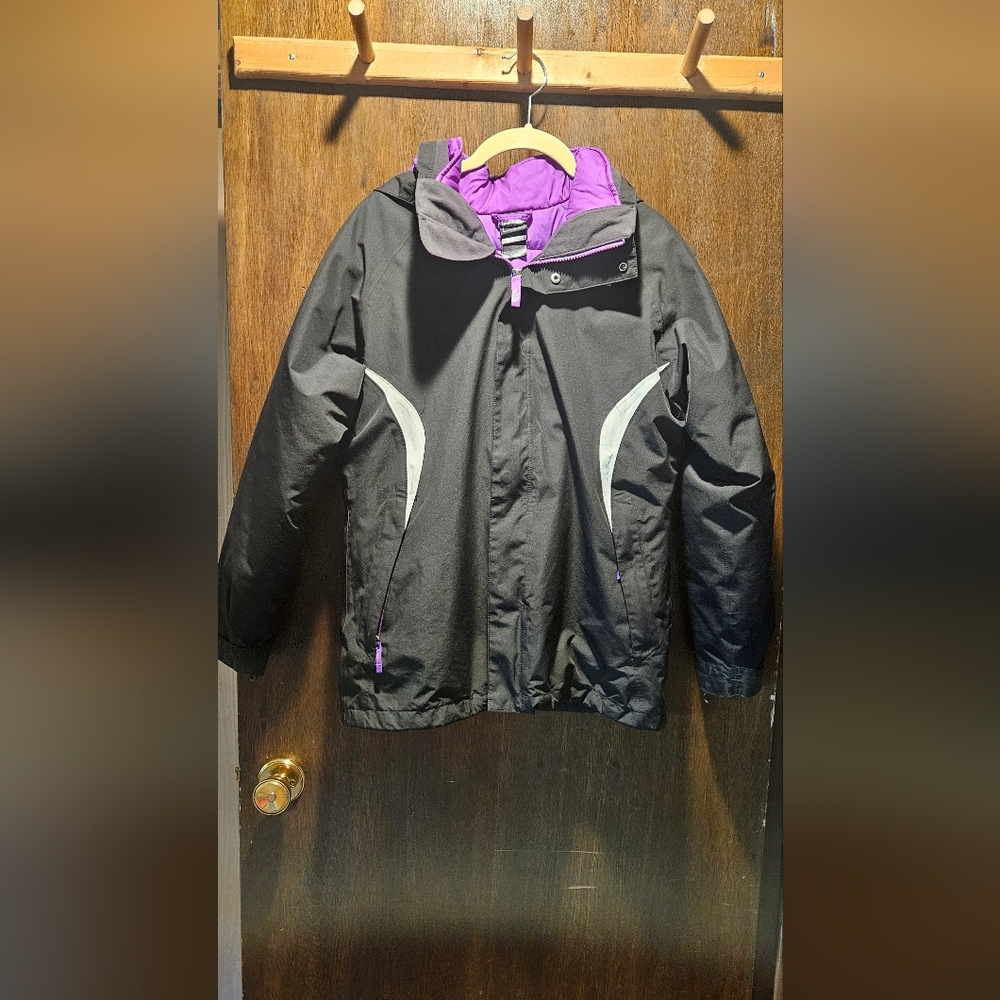 Black and Gray Jacket with Purple Accents